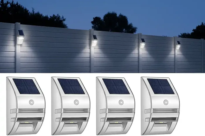 Pack of 4 LED Solar Powered Security Fence Lights