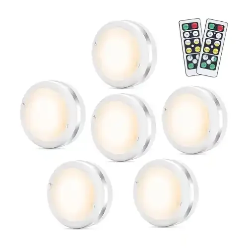 Pack of 6 LED Wireless Under Cabinet Puck Lights