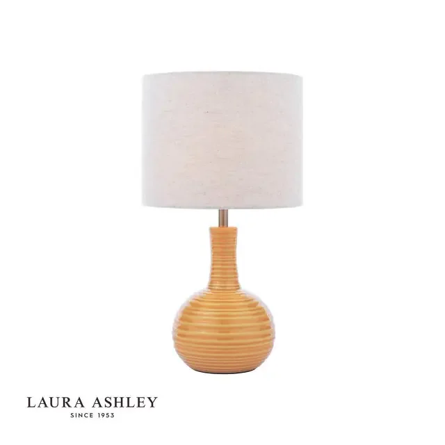Padley Antique Brass and Yellow Ceramic with White Shade Table Lamp
