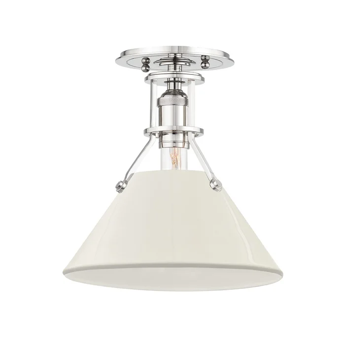 Painted No.2 One Light Semi Flush Mount in Polished Nickel/Off White (70|MDS353-PN/OW)