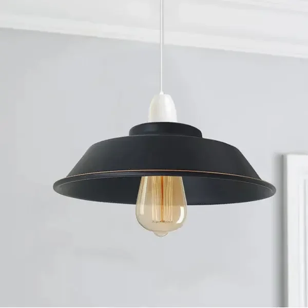 Painted Retro Style Light Shades Modern Ceiling Pendant Bowl Lampshades Metal Black gold line