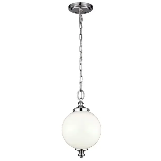Parkman Polished Nickel with White Sphere 21cm Pendant Light