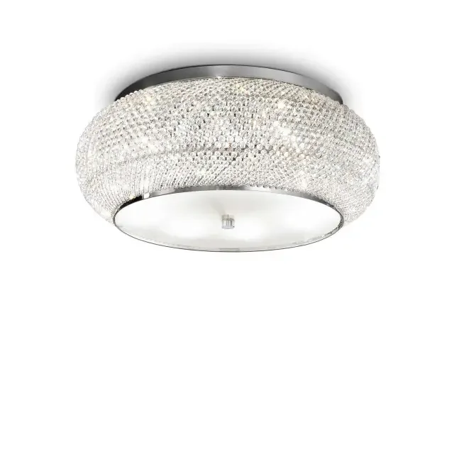 Pasha‘ PL10 10 Light Chrome with Crystal Diffuser Flush Ceiling Light