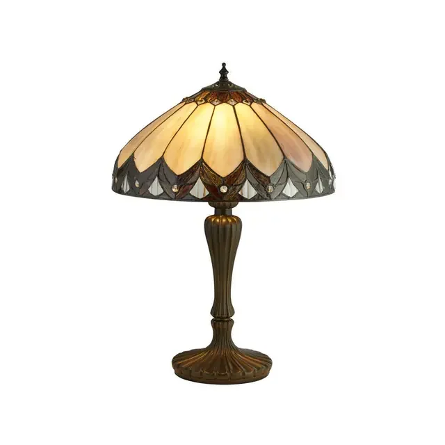 Pearl 2 Light Bronze/Black/Clear/Brown/Purple Tiffany Table Lamp