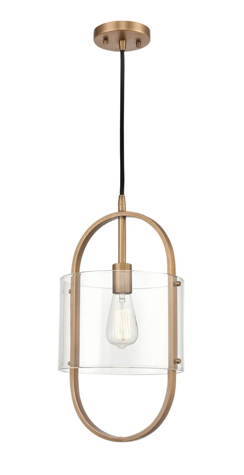 Pelham One Light Mini Pendant in Brushed Brass (405|371-1P-BB-CL)