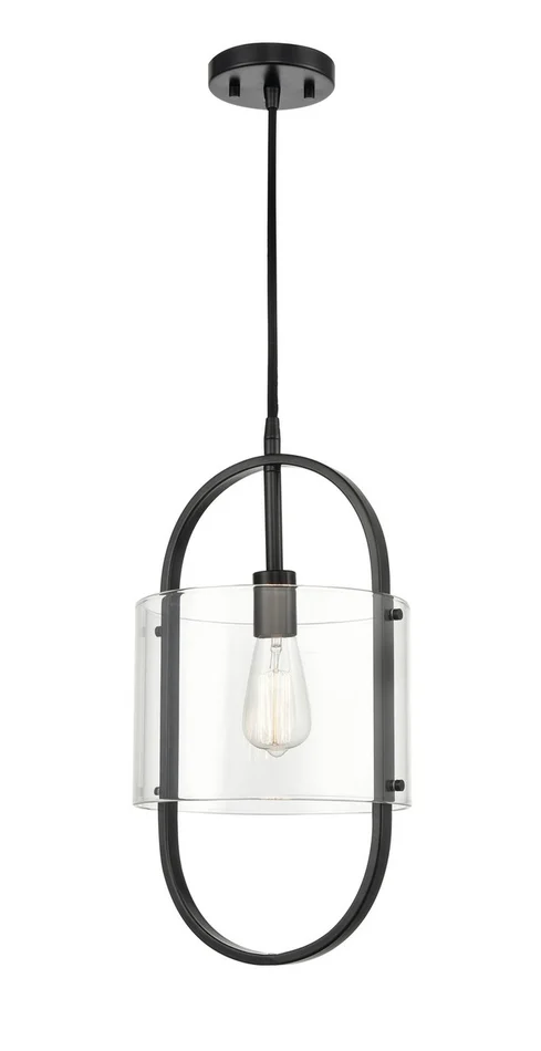 Pelham One Light Mini Pendant in Matte Black (405|371-1P-BK-CL)