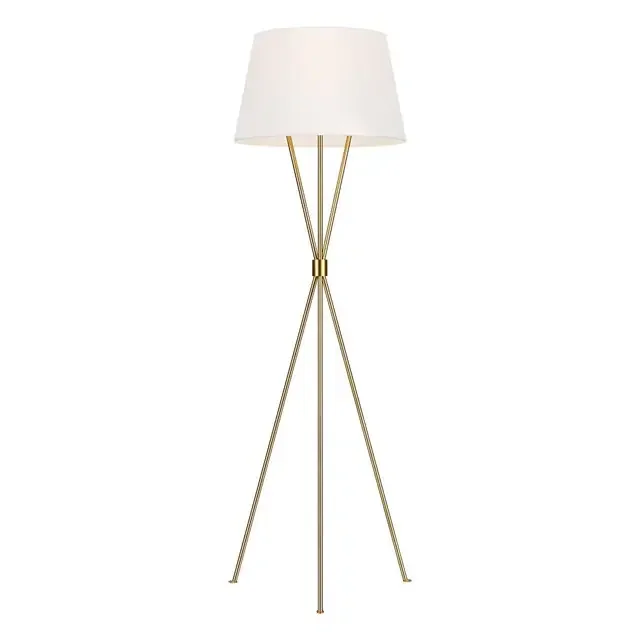 Penny Burnished Brass with White Shade Floor Lamp