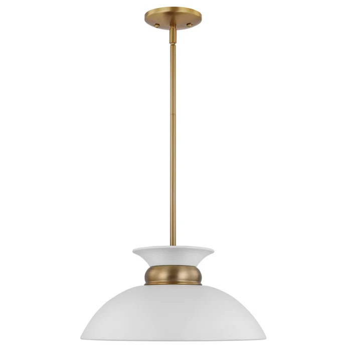 Perkins One Light Pendant in Matte White / Burnished Brass (72|60-7463)