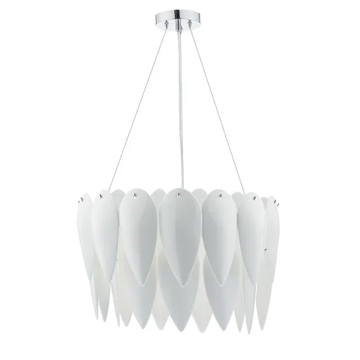 Phillipa White Ceramic & Chrome 3 Lamp Contemporary Pendant Light