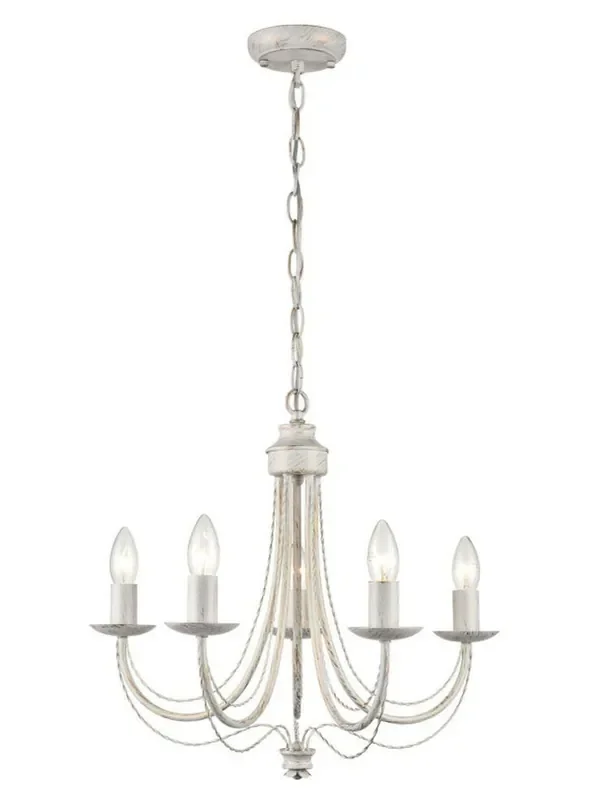 Philly 5 Light White Brushed Gold Chandelier