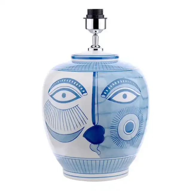 Picasso Ceramic Blue and White Face Print 39cm Base Only Table Lamp