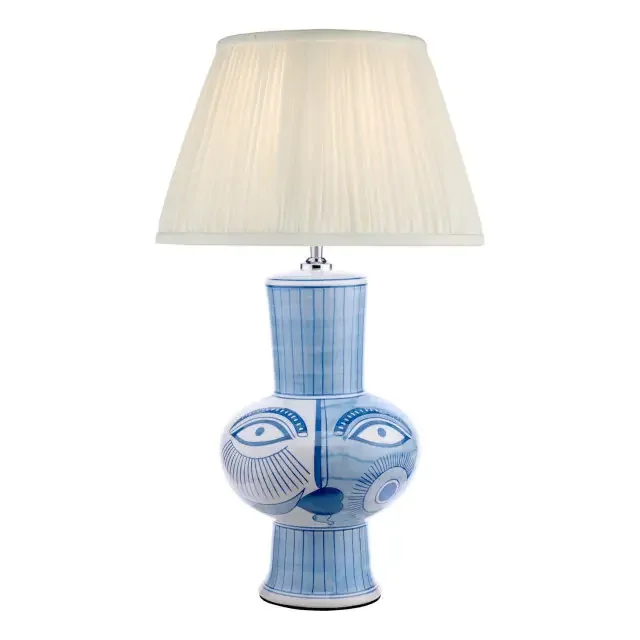 Picasso White and Blue with White Shade 45cm Table Lamp