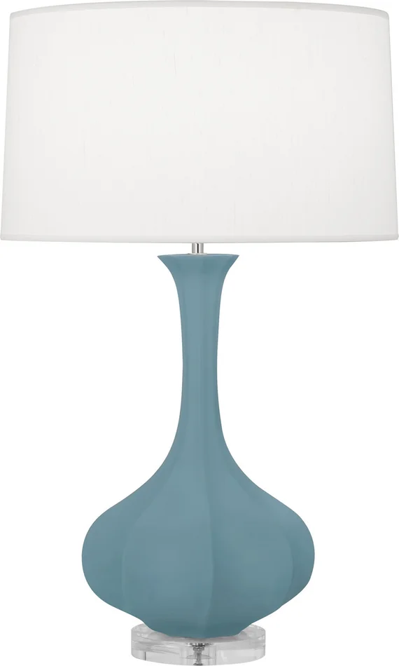 Pike One Light Table Lamp in Matte Steel Blue Glazed Ceramic w/Lucite (165|MOB96)