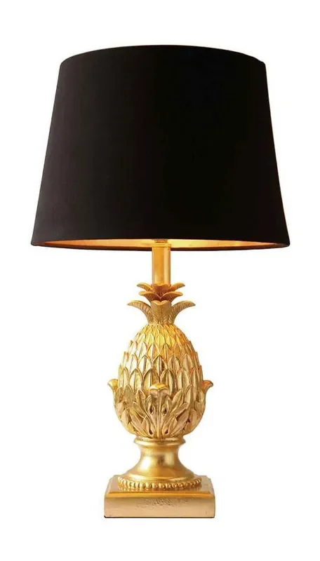 Pineapple Gold with Black Shade Table Lamp