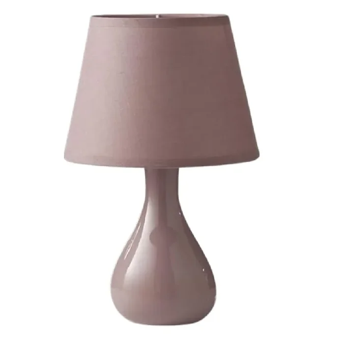 Pink Ceramic Teardrop Modern Table Lamp with Cotton Shade 29cm