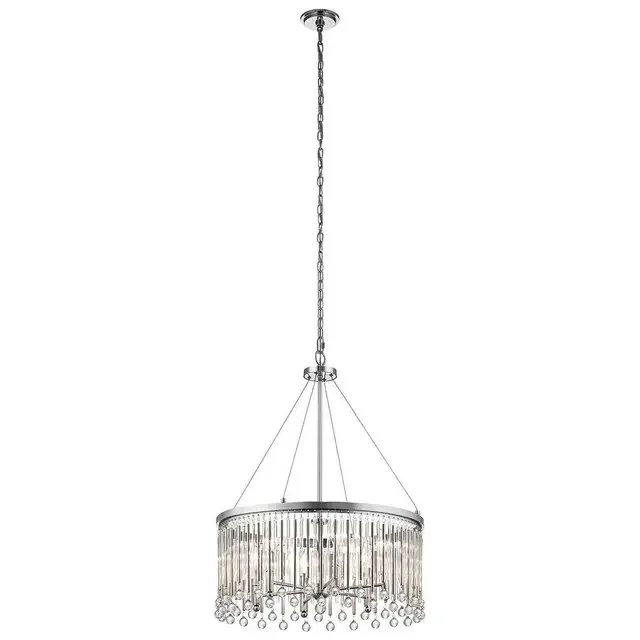 Piper 6 Light Polished Chrome and Crystal Pendant Light