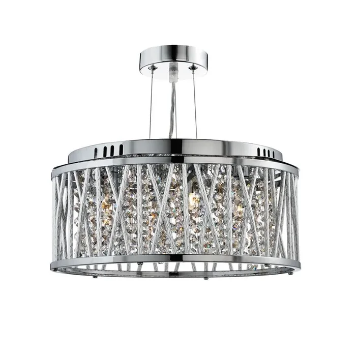 Polished Chrome & Aluminium Tube 3 Lamp Round Pendant Light 300MM