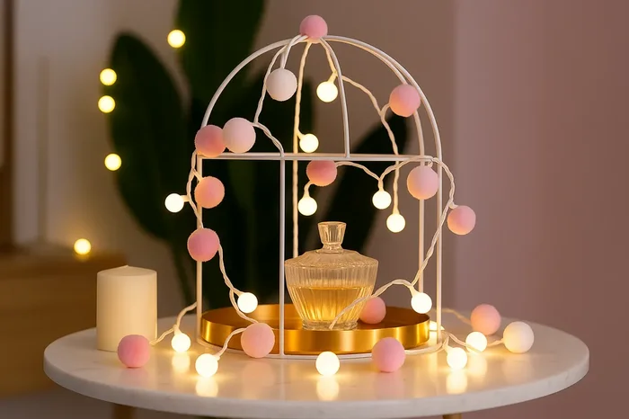 Pom Pom Fairy String Lights – 6.56ft 20 LED Warm White Indoor Battery Lights