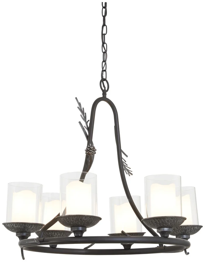 Ponderosa Ridge Six Light Chandelier in Weathered Spruce w/Silver Highlights (7|2756-694)