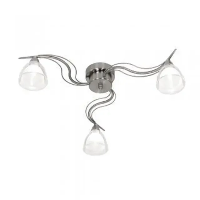 Portland 3 Light Antique Chrome with Glass Semi Flush Ceiling Light