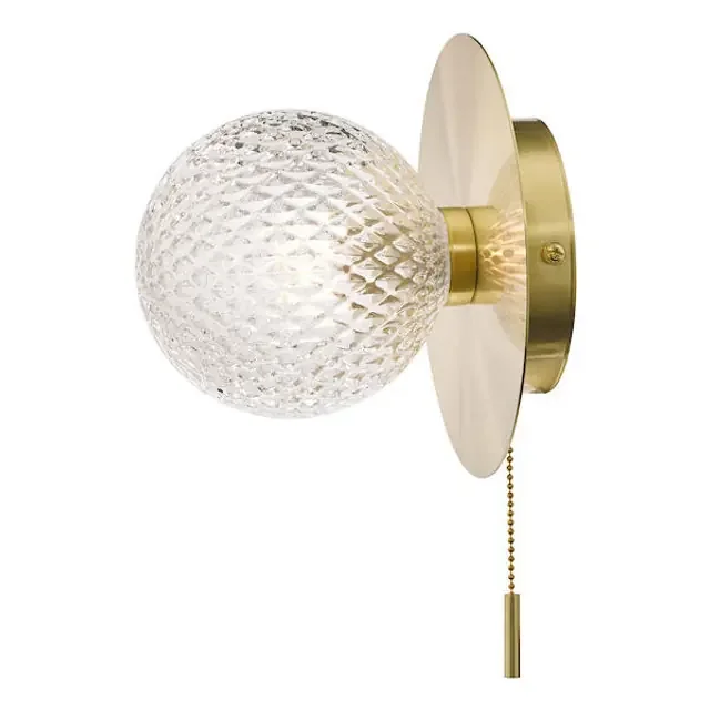 Prague Bathroom Wall Light Glass Satin Brass IP44