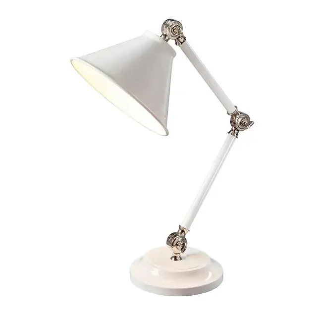 Provence Element White and Polished Nickel Adjustable Table Lamp