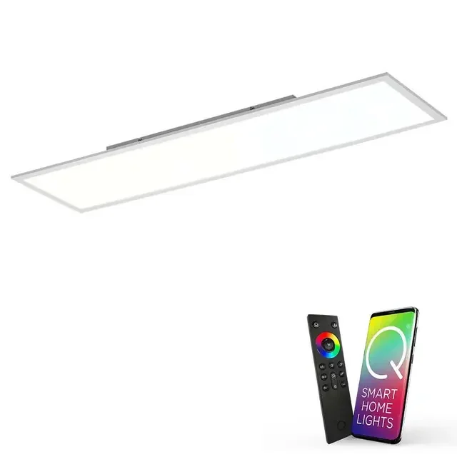 Q-FLAG 120x30cm Silver and White Smart LED Ceiling Light