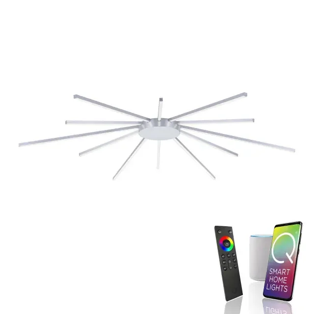 Q-SUNSHINE 12 Light Aluminium Smart LED Ceiling Light