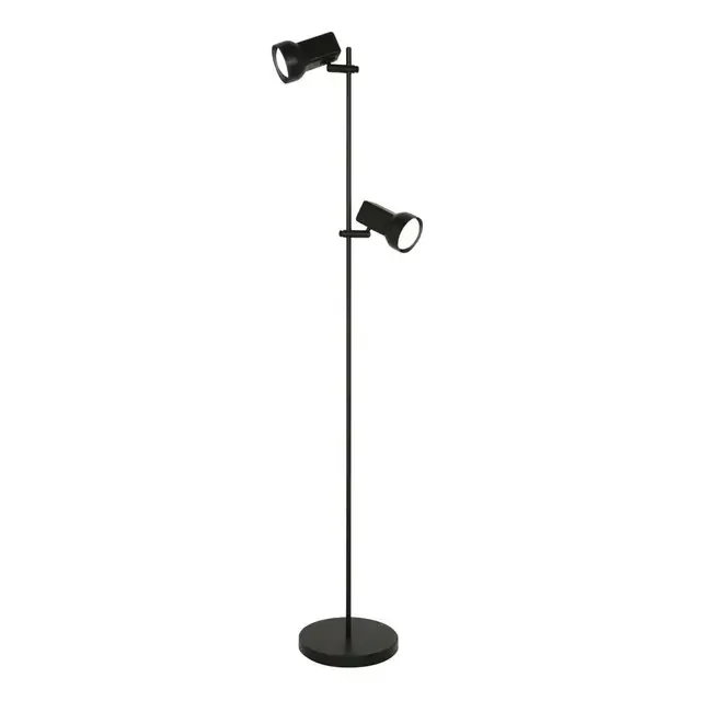 Quattro 2 Light Black Adjustable Floor Lamp Spotlight