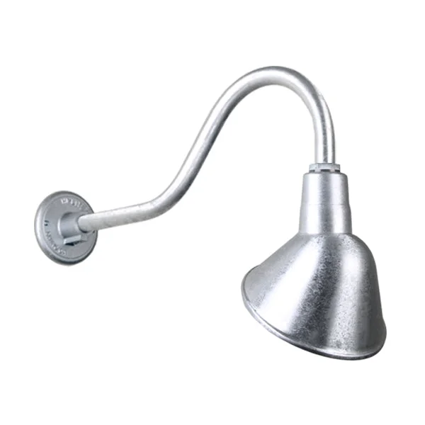 Quick Ship 10″ Angled Shade Hi-Lite Gooseneck, Classic Collection, H-QSN18110 Series (Black, White, Galvanized Finishes)