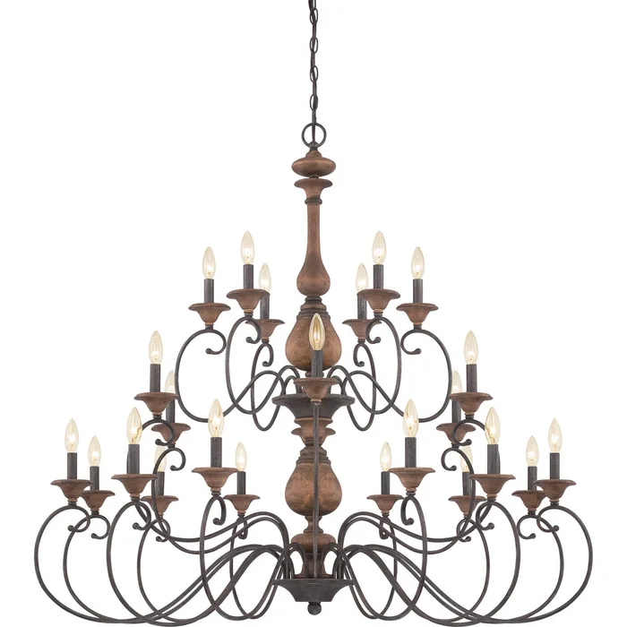 Quoizel ABN5024RK Auburn 24 Light Chandelier, Rustic Black