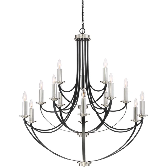 Quoizel ANA5015K Alana 15 Light Chandelier, Mystic Black