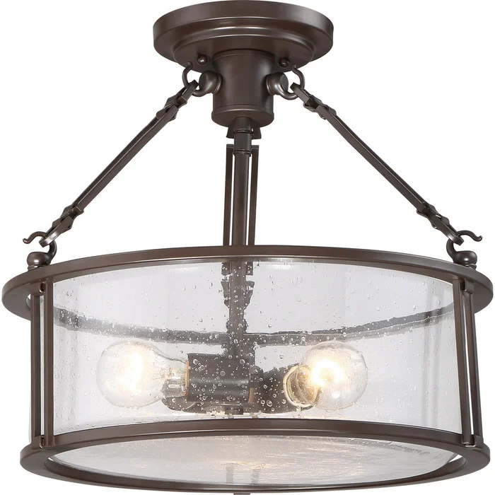 Quoizel BCN1716WT Buchanan Three Light Semi-Flush Mount, Western Bronze