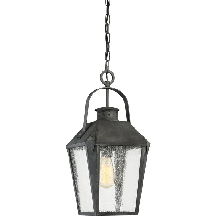 Quoizel CRG1510MB Carriage One Light Mini Pendant, Mottled Black