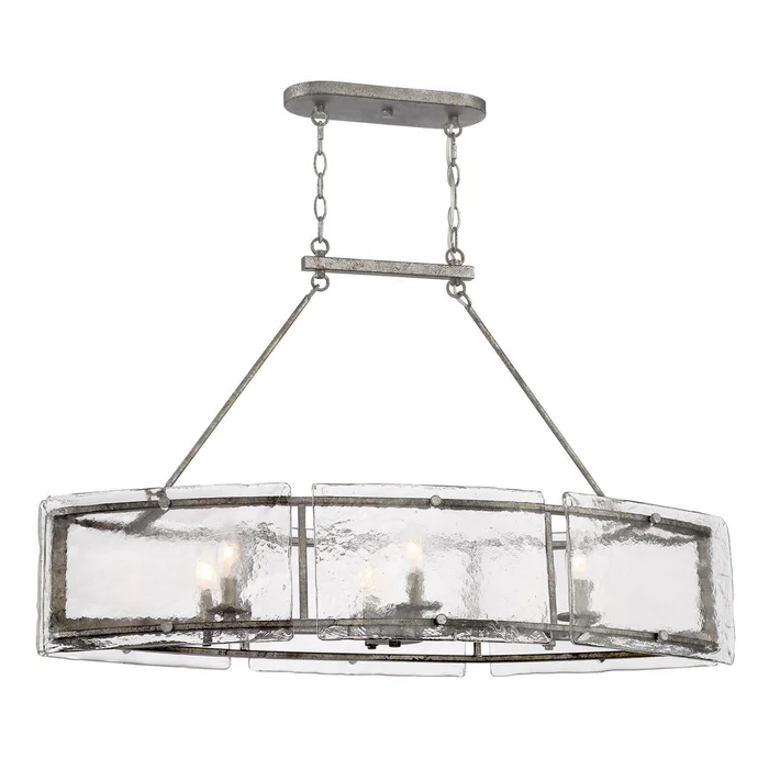 Quoizel FTS638MM Fortress Six Light Island Chandelier, Mottled Silver