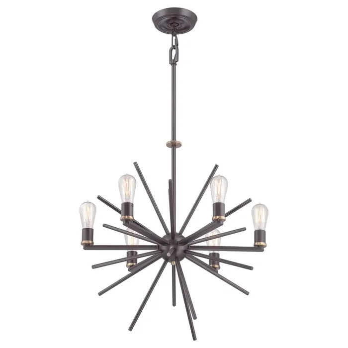 Quoizel QZ-CARNEGIE6 Carnegie 6 Light Western Bronze Pendant Ceiling Light
