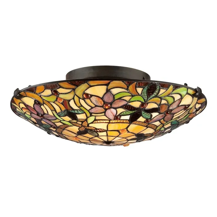 Quoizel QZ-KAMI-F Kami 2 Light Vintage Bronze Tiffany Flush Ceiling Light
