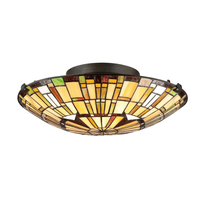 Quoizel TF1408SVB Reed Two Light Flush Mount, Vintage Bronze