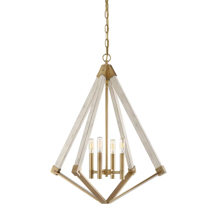 Quoizel VP5204WS Viewpoint Four Light Foyer Pendant, Weathered Brass