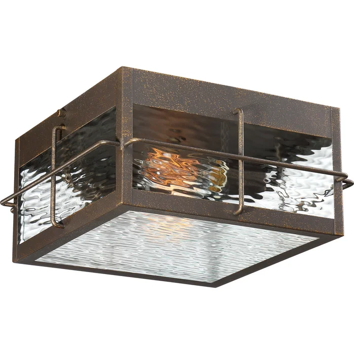 Quoizel WAR1612GZ Ward Two Light Outdoor Flushmount, Gilded Bronze