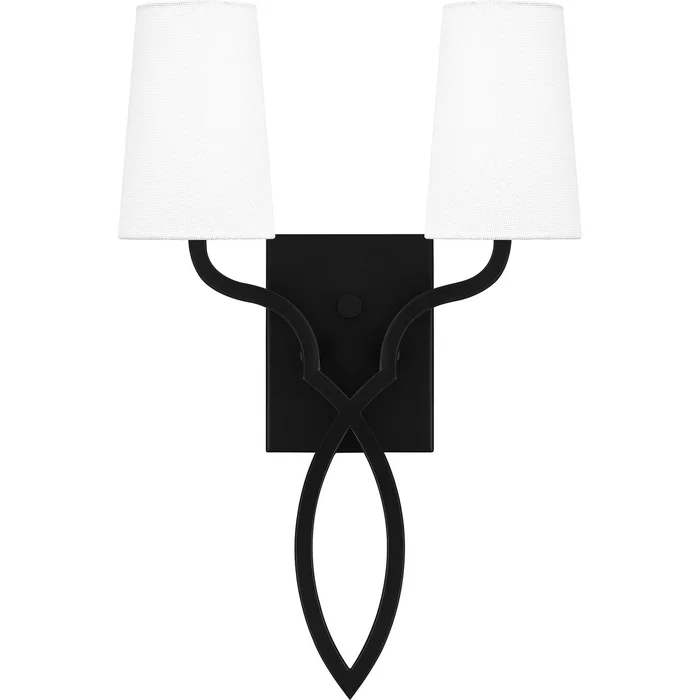 Quoizel Wood Two Light Wall Sconce in Matte Black (10|QW16130MBK)