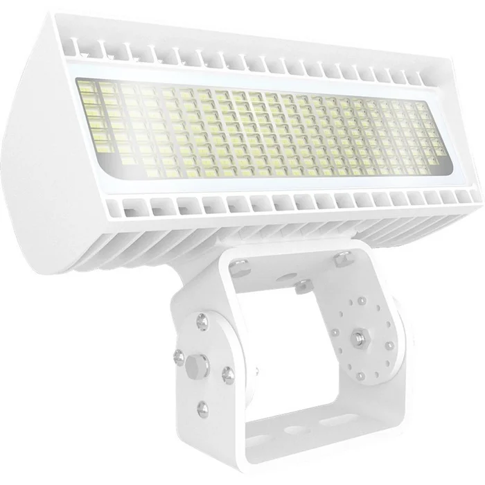 RAB Lighting FXLEDSTW Small LED Floodlight, Field Adjustable Wattage (168/132/97/69W) and CCT (5000K/4000K), 120-277V, Trunnion Mount, White