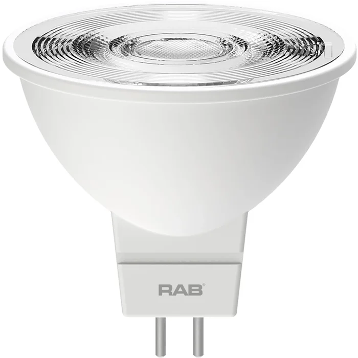 RAB Lighting MR16-5.5-827-25D-DIM MR16 LED Dimmable Reflector, GU5.3 Base, 5.5W, 25° Beam Angle, 2700K