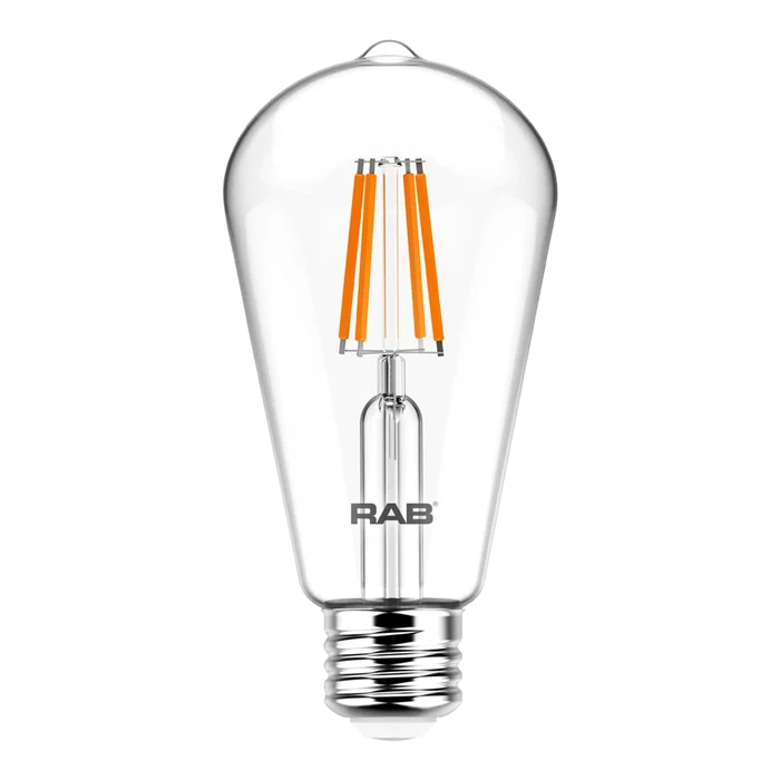 RAB Lighting ST19-5-E26-927-F-C Filament ST19 Clear LED Light Bulb, E26 Base, 3W, 500 Lumens, 2700K