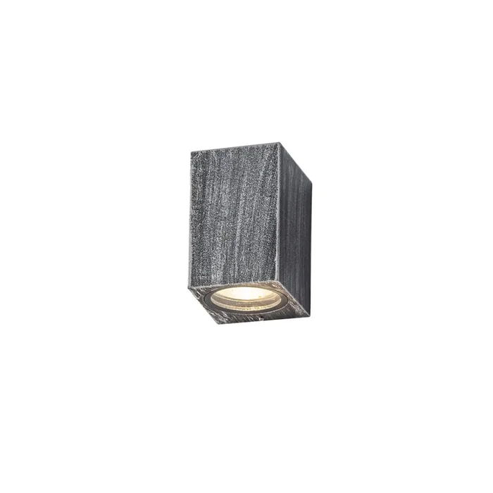 Raby Rectangle Wall Lamp, 1 x GU10, IP54, Black-Silver
