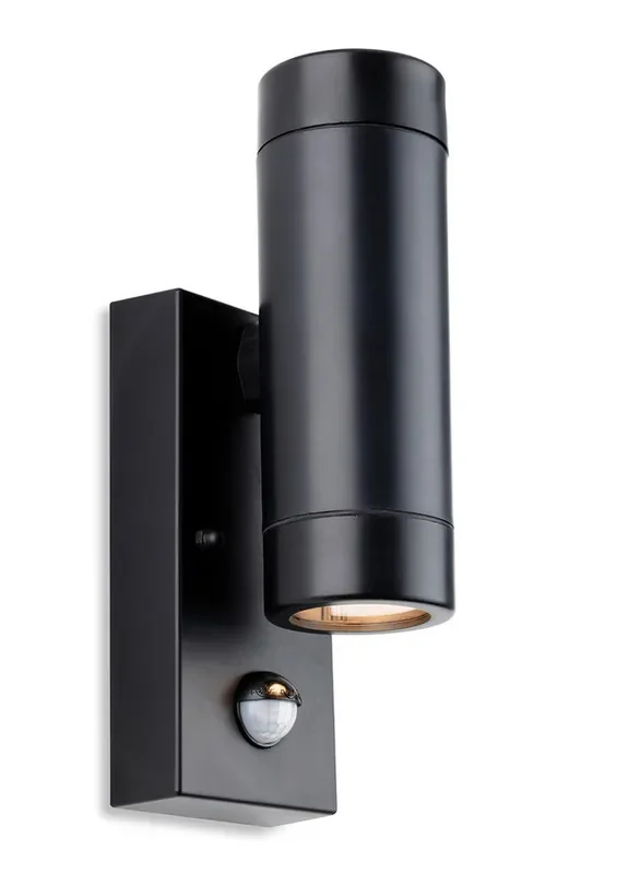 Ravel 2 Light Black Resin with PIR Sensor Up Down Wall Light