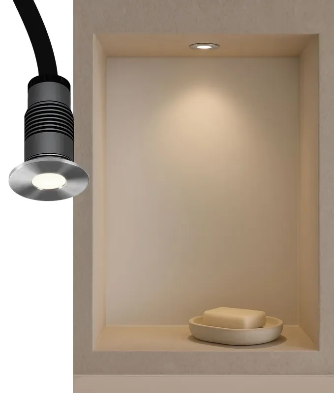 Recessed Discreet Brushed Steel Round IP65 LED Light