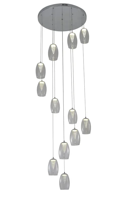 Regal Lighting Janesville 12 Light LED Round Pendant, Clear • SLB1090