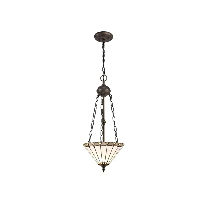 Regal Lighting SL-1151 2 Light 30cm Tiffany Uplighter Pendant Grey And Cream With Clear Crystal Shade