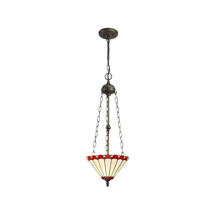 Regal Lighting SL-1194 3 Light 30cm Tiffany Pendant Red And Cream With Clear Crystal Shade